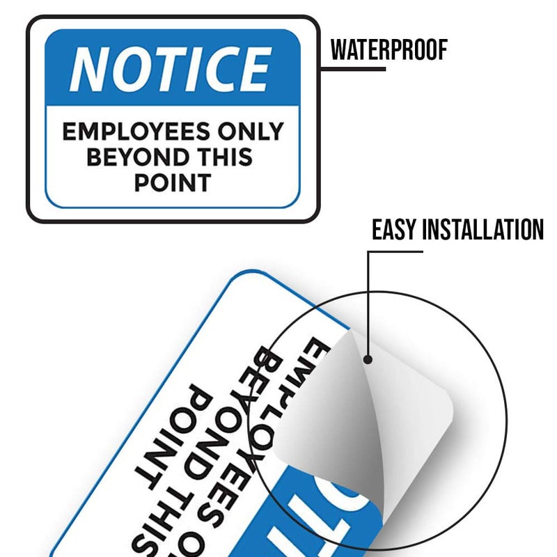 Safety Supply Mart علامة للموظفين فقط - علامة للموظفين فقط ما وراء هذه النقطة، 10" × 7"، عبوة 2، متينة، ذاتية اللصق - Image 2